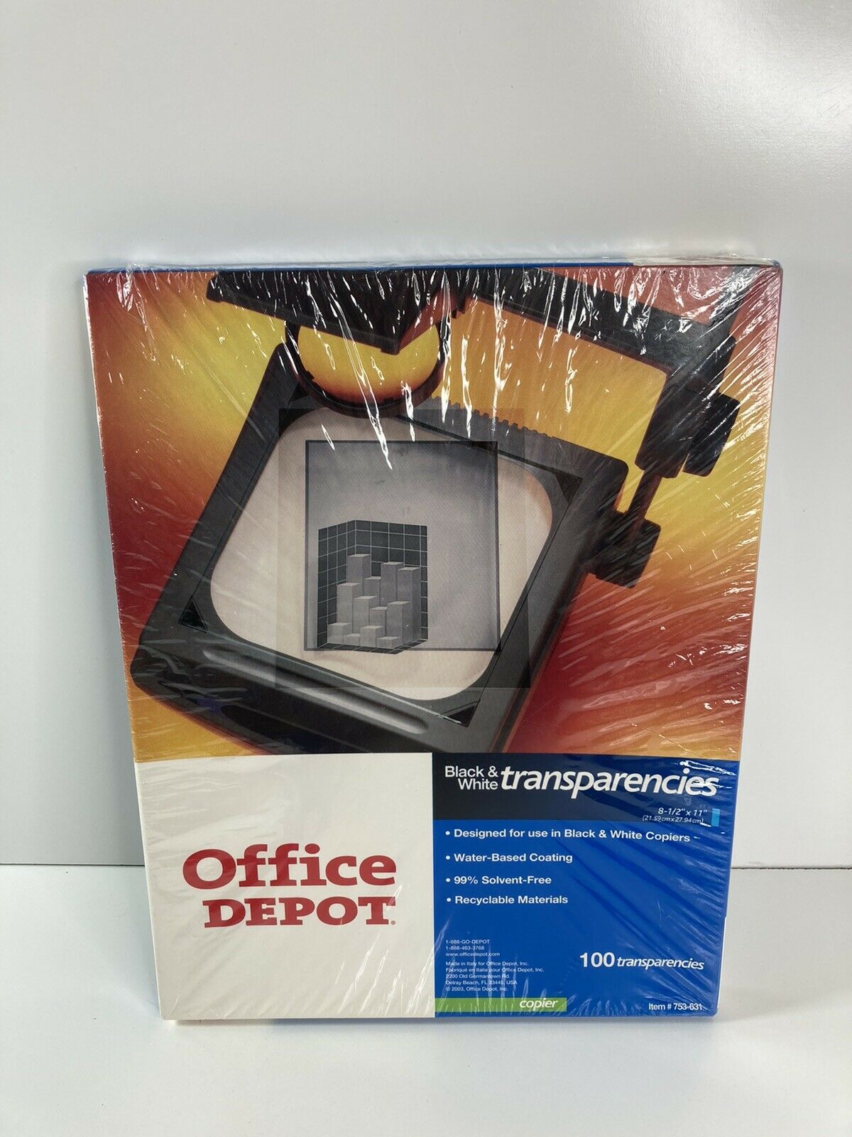 Office Depot Black & White 100 Transparency Film Transparencies Paper #753-631